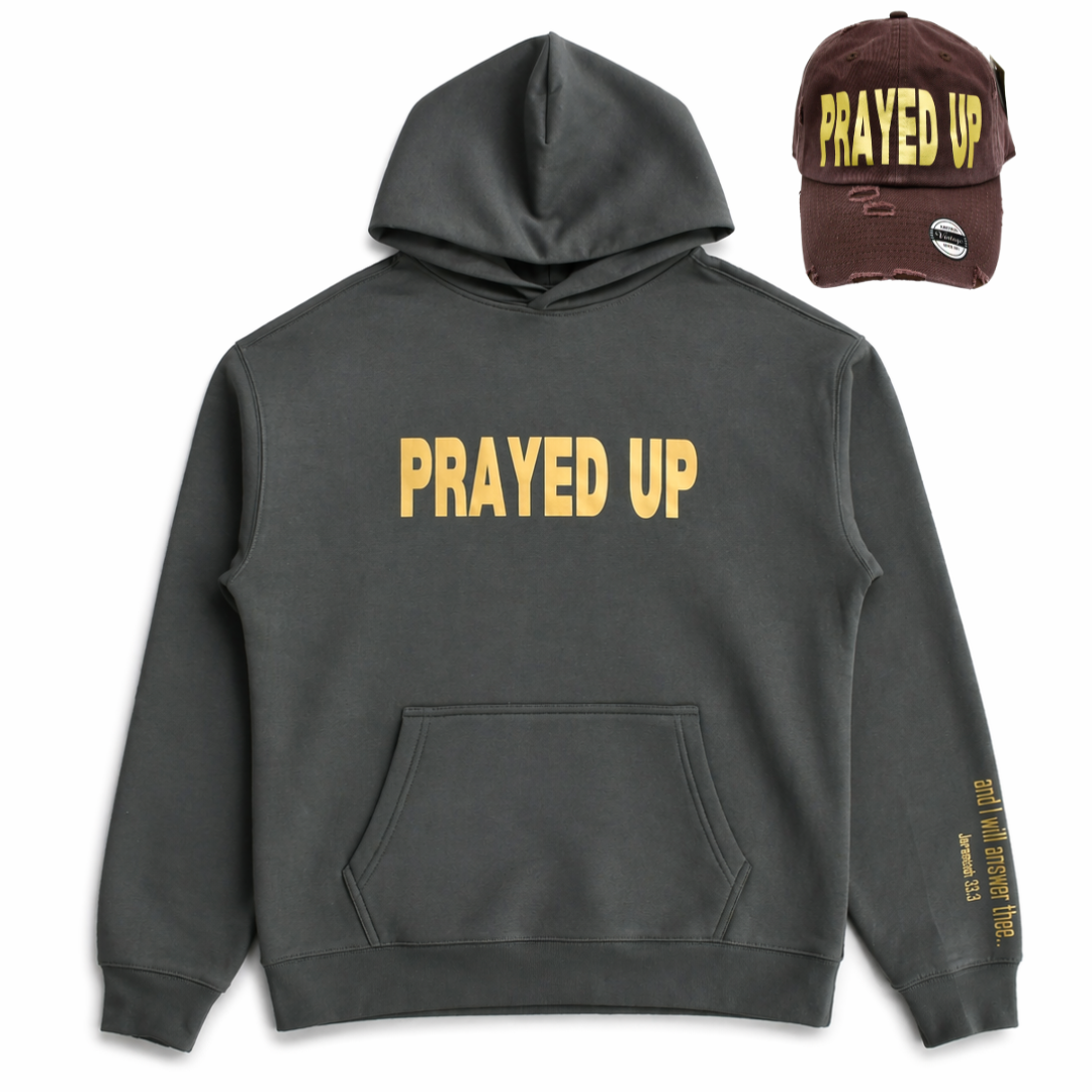 Prayed Up — Hoodie + Vintage Distressed Dad Hat Combo Unisex